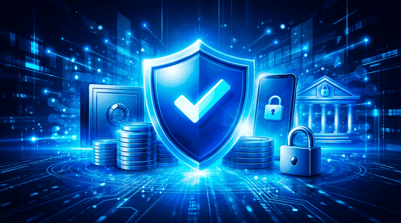 Illustration of a shielded cryptocurrency wallet emitting glowing verification signals across a blockchain network, symbolizing privacy-preserving onchain KYC attestations in DeFi