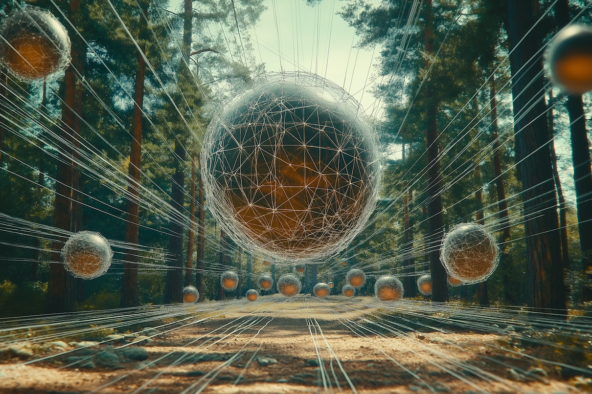Abstract blockchain visualization of on-chain KYC attestations streamlining DeFi user onboarding with glowing interconnected nodes and privacy shields