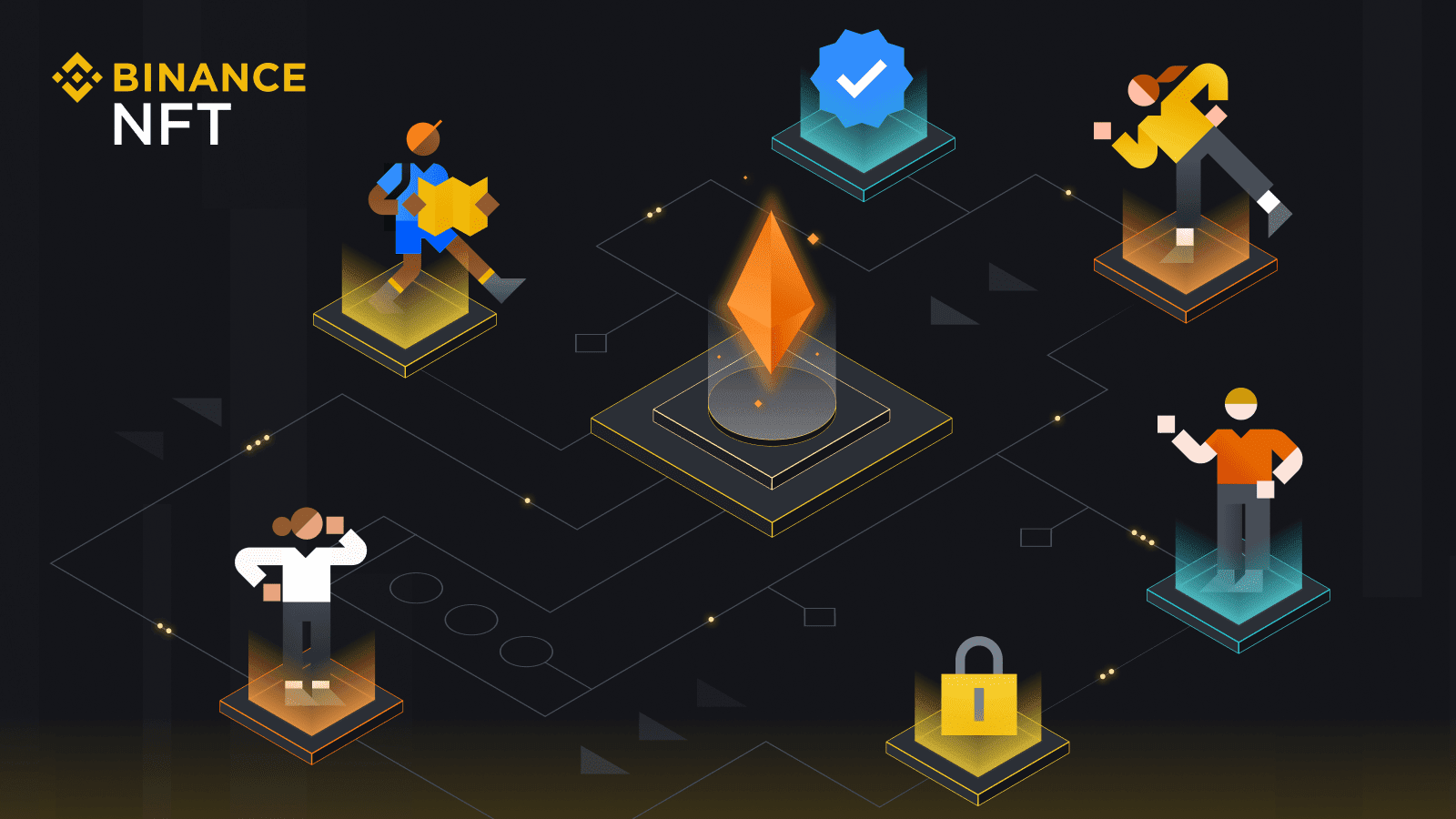 Illustration of verified wallet address with onchain KYC attestation unlocking multiple Web3 platforms like DeFi lending, NFT marketplaces, and DAO governance